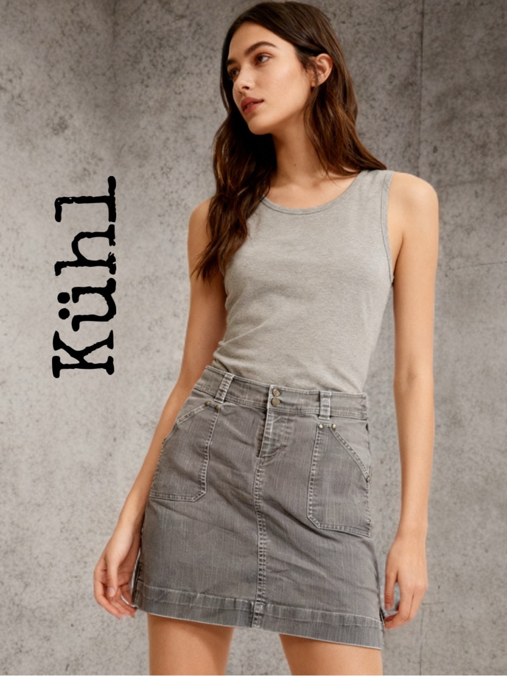 KUHL 
Women's Grey Denim A-Line Skirt